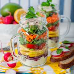 Rainbow Picnic Salad in a Mason Jar