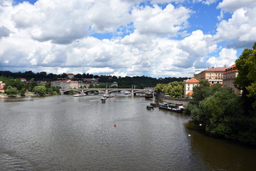 Fototapeta na wymiar Prague Charles Bridge and view of the City, Czech Republic