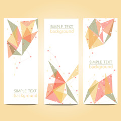Vector banners set with polygonal abstract shapes, with circles, lines, triangles