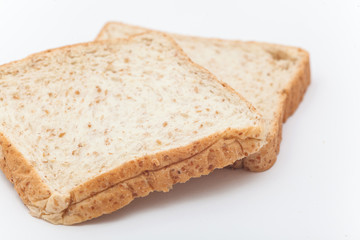 Organic bread on the white background, Bread isolation,Wheat
