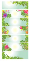Summery floral banners with tropical flowers