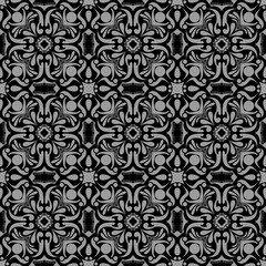 Black and white vintage floral background pattern