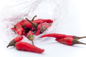 Thai red hot chilli on the white background, Red hot chilli isol