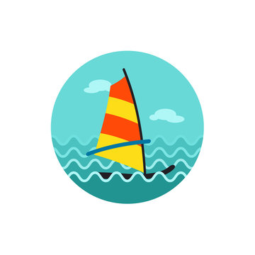Board Windsurfing icon. Summer. Vacation