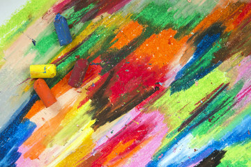 oil pastels crayons on colorful background
