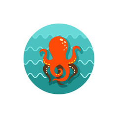 Octopus icon. Summer. Vacation