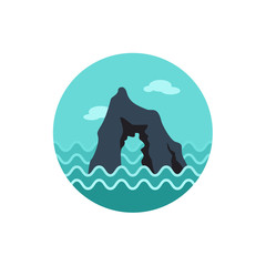 Rocks in the sea icon. Summer. Vacation