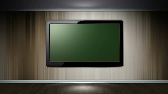 Monitors in Room, with Green Screen and Alpha Channel, Technology Concept, Loop, 4k
