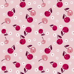 cherry seamless pattern. vector illustration.