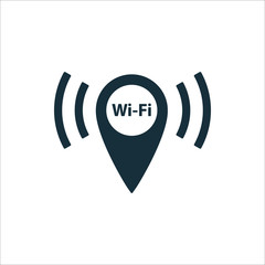 wi-fi point location icon on white background