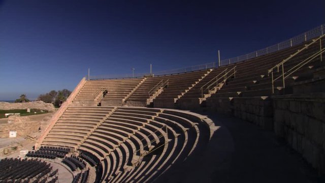 Ruins of Roman amphitheater near Caesarea, Israel