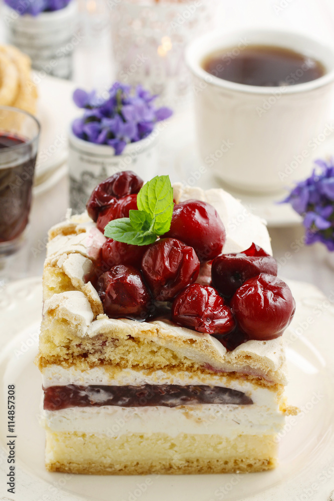 Wall mural cherry layer cake