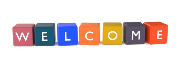 3d illustration of welcome word from colored cubes © MakZin
