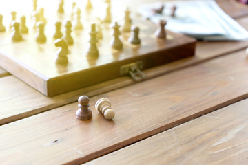 small chess  on wood table