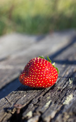 Ripe strawberries on the board