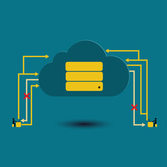 Big data database on cloud query failed - concept ideas with vintage color