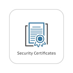 Security Certificates Icon. Flat Design.