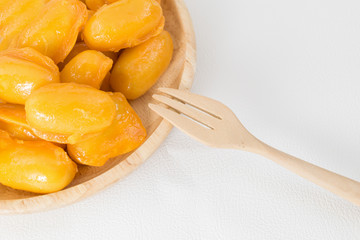 Sweet Jackfruit Seeds,Thai dessert on the wood dish