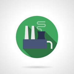 Chemical factory round flat vector icon
