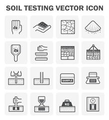 Soil test vector icon i.e. bearing capacity, field density or sand cone method. Geotechnical and civil engineering to use auger keep sampling material by drill, boring in ground layer for construction