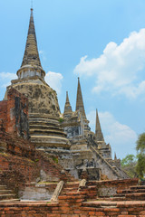 Fototapeta premium Three pagoda in historical park at Thailand with vertical view
