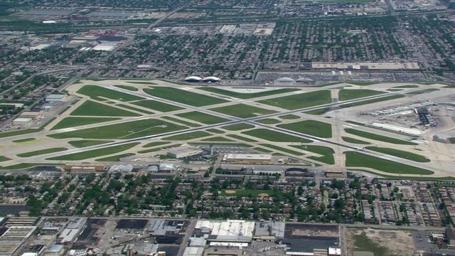 High aerial view of Chicago's O'Hare Airport