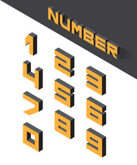 Collection of the isometric numbers. Vector illustration