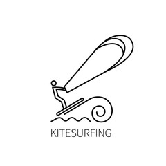 Kitesurfing logo thin line. Vector illustration