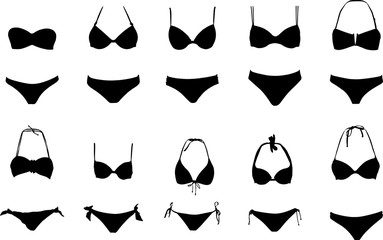Lots of swimsuits vector silhouettes