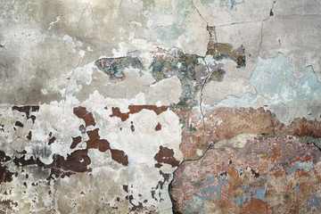 Fragment of old stone pavement surface texture as a background, top view, horizontal.