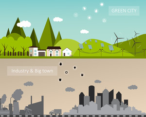 eco city  industry and big town