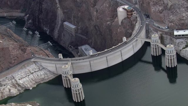 Aerial view of Hoover Dam and Lake Mead