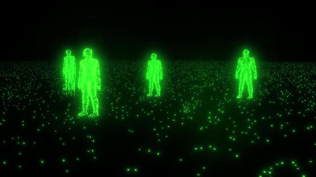 Binary people computer team glowing data 0 1 4K
