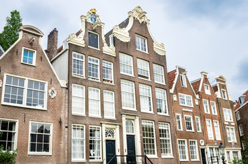 Fototapeta na wymiar Typical Dutch Town Houses and Cloudy Sky