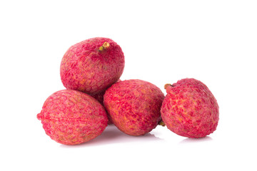 Fresh lychees isolated on white