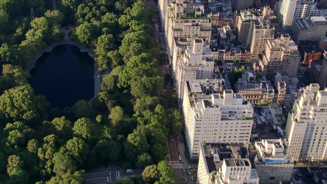 Flying north over Central Park along Fifth Avenue. Shot in 2006.