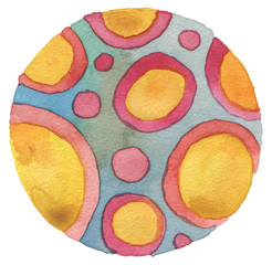 Abstract acrylic and watercolor circle painted background.