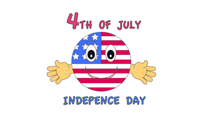 4Th of July. Flat emoticon Design