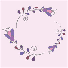 Fototapeta na wymiar Purple hand drawn floral frame