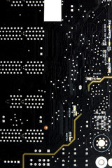 Fototapeta premium Detailed black motherboard for a personal or server computer