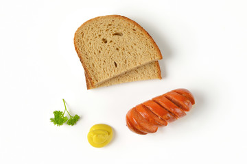 roasted sausage, mustard and bread