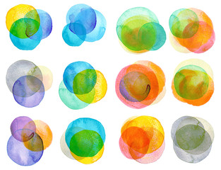 Watercolor hand painted circles collection
