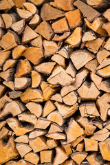 Chopped fire wood stacked high