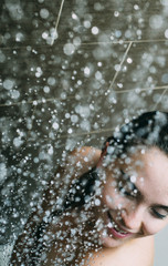 relaxed girl in the shower.