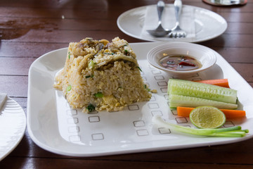 fried rice with trichogaster pectoralis thai food