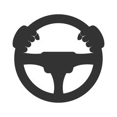 Driver icon. Flat icon of steering wheel on white background