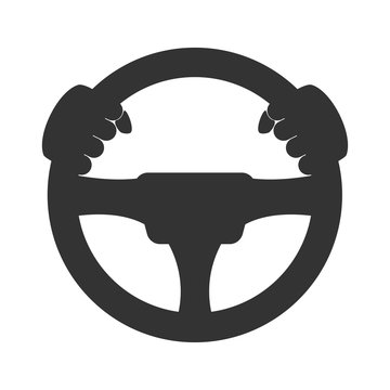 Driver icon. Flat icon of steering wheel on white background