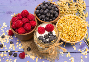 oat, oatmeal and fresh fruits