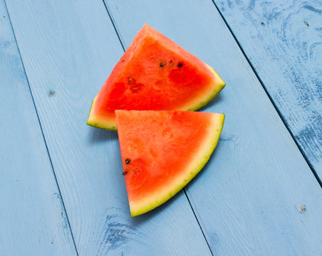watermelon on a blue board