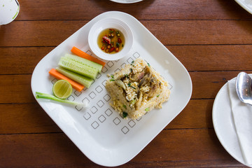 fried rice with trichogaster pectoralis thai food